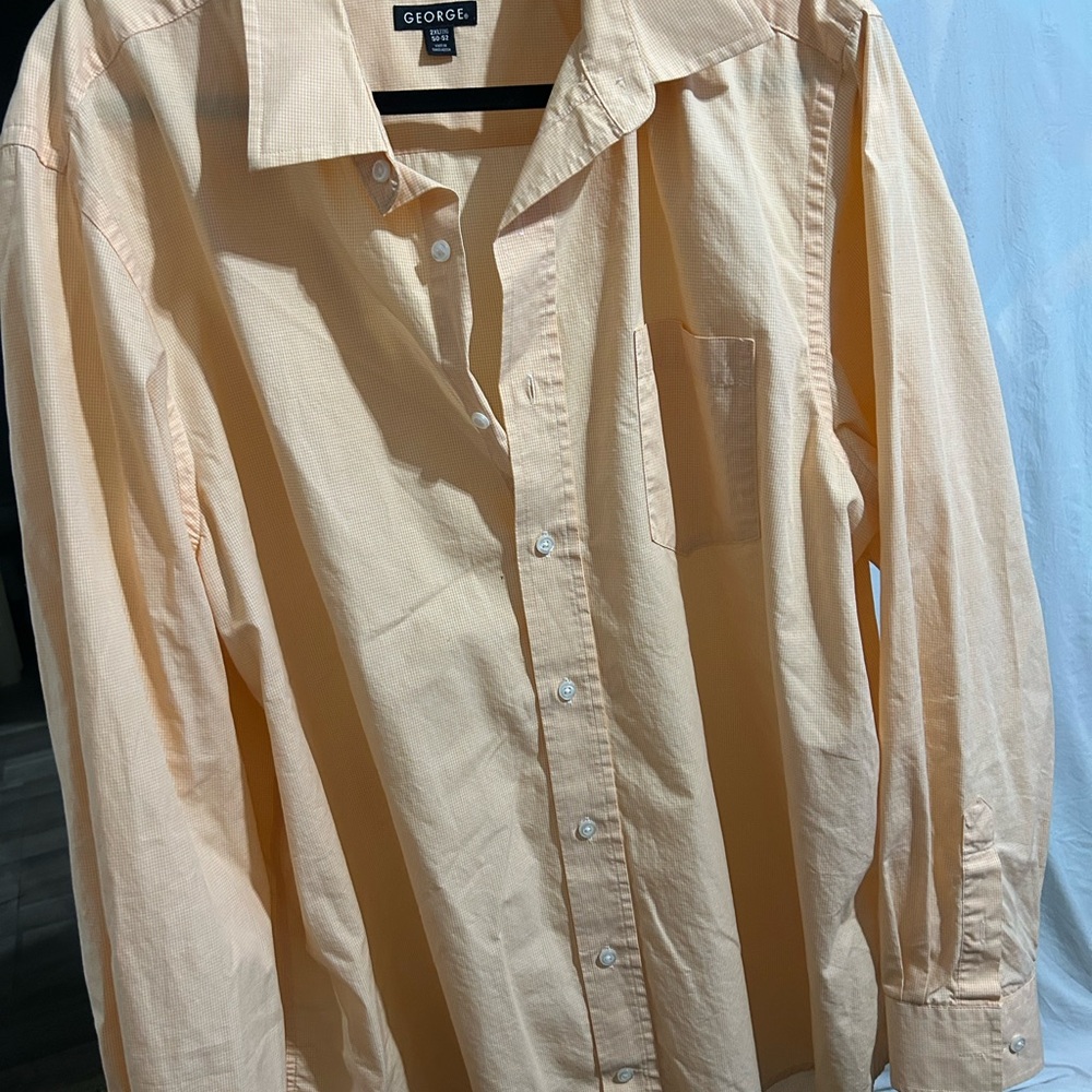 George Men's Light Orange Button Down Shirt